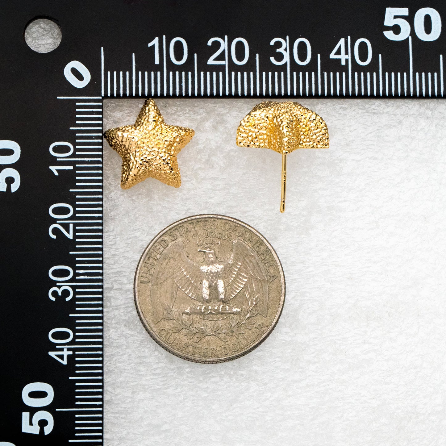 10pcs Gold Star Earrings 15mm, Real Gold Plated Brass Star Stud Earrings (#GB-4240)