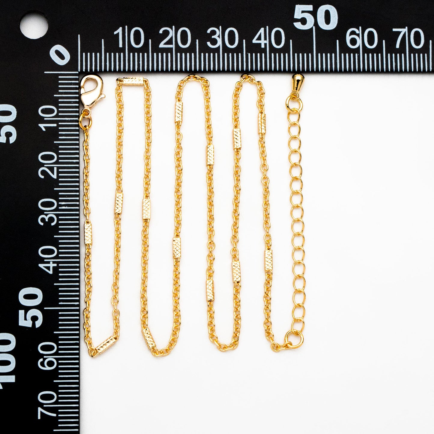 Gold/ Silver/ Rose Gold Cable Chains with Square Tube, Finished Bracelet/ Anklet/ Necklace with Extender Chain, Ready to Wear (#LK-176)