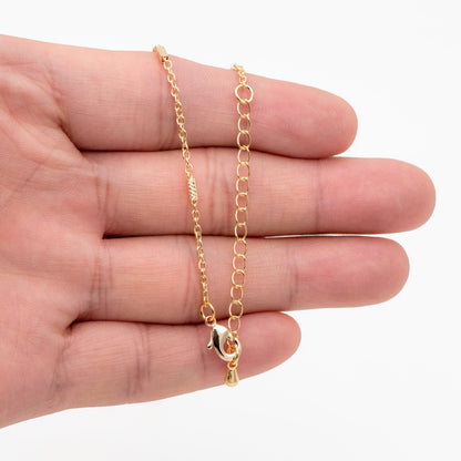 Gold/ Silver/ Rose Gold Cable Chains with Square Tube, Finished Bracelet/ Anklet/ Necklace with Extender Chain, Ready to Wear (#LK-176)