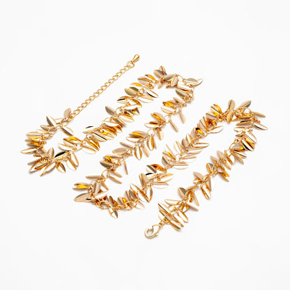 Gold/ Sliver Tone Leaf Chain, Finished Bracelet/ Anklet/ Necklace with Extender Chain, Ready to Wear (#LK-197)