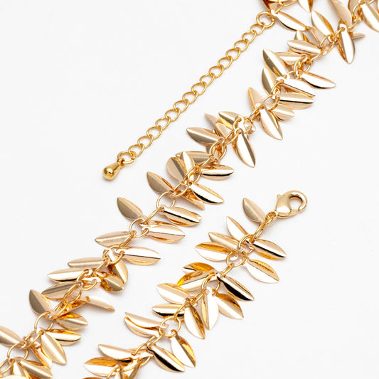 Gold/ Sliver Tone Leaf Chain, Finished Bracelet/ Anklet/ Necklace with Extender Chain, Ready to Wear (#LK-197)