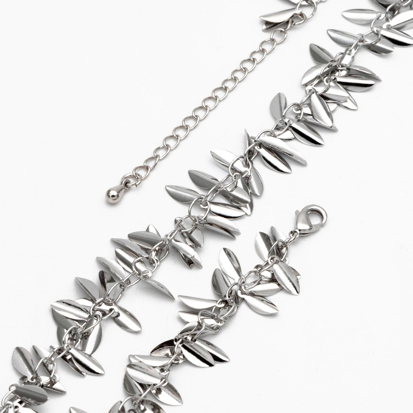 Gold/ Sliver Tone Leaf Chain, Finished Bracelet/ Anklet/ Necklace with Extender Chain, Ready to Wear (#LK-197)