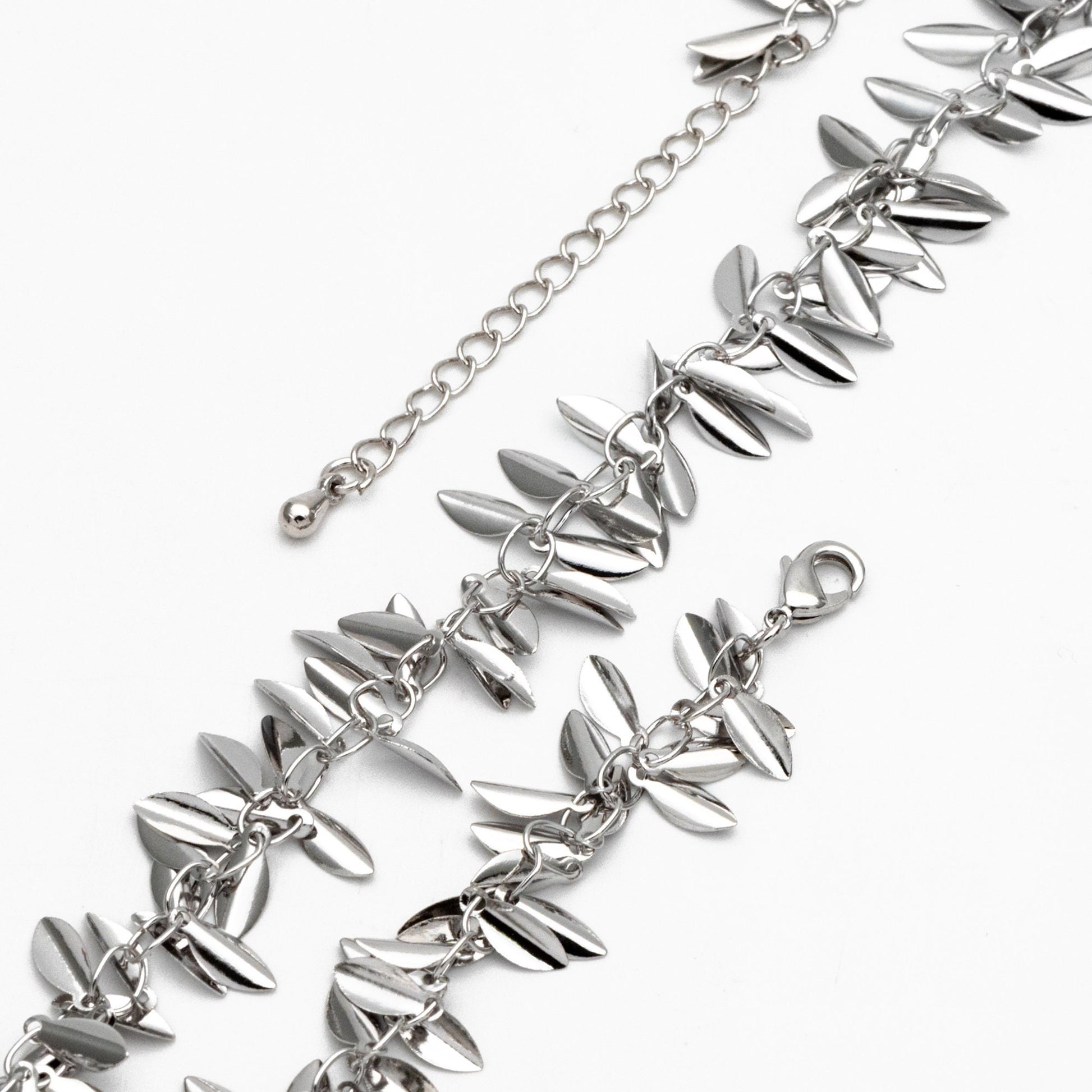 Gold/ Sliver Tone Leaf Chain, Finished Bracelet/ Anklet/ Necklace with Extender Chain, Ready to Wear (#LK-197)