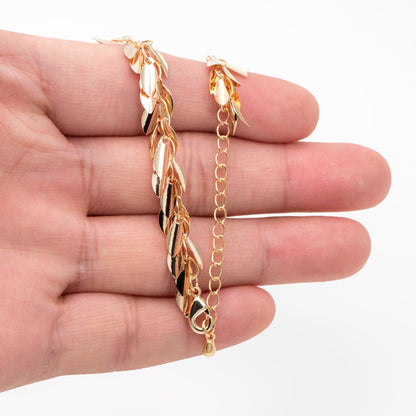Gold/ Sliver Tone Leaf Chain, Finished Bracelet/ Anklet/ Necklace with Extender Chain, Ready to Wear (#LK-197)