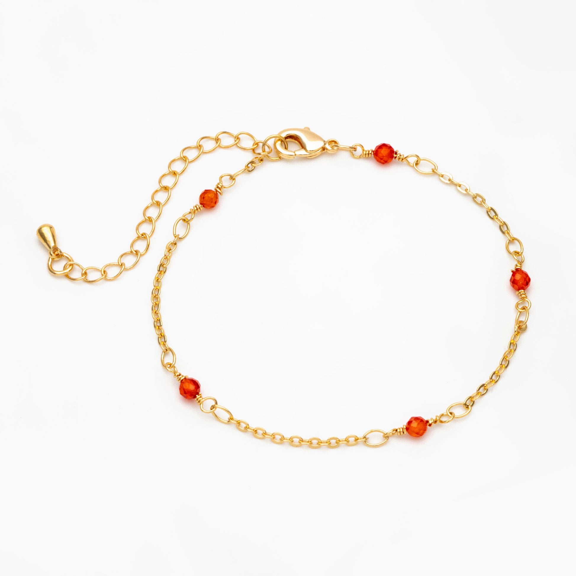 Gold Beaded Cable Chains, Finished Bracelet/ Anklet/ Necklace with Extender Chain, Ready to Wear (#LK-379)