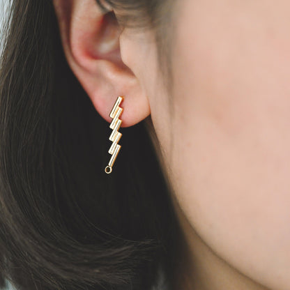 10pcs Gold Bar Ear Posts, Gold plated Brass Earring Findings, Stud Earring Components (GB-3549)