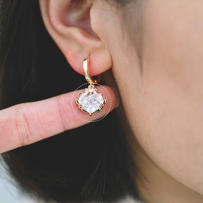 4pcs CZ Pave Gold/ Silver Heart Charms 14mm, 18K Real Gold/ Rhodium plated Brass, Dainty Earring Pendants (GB-2782-N)