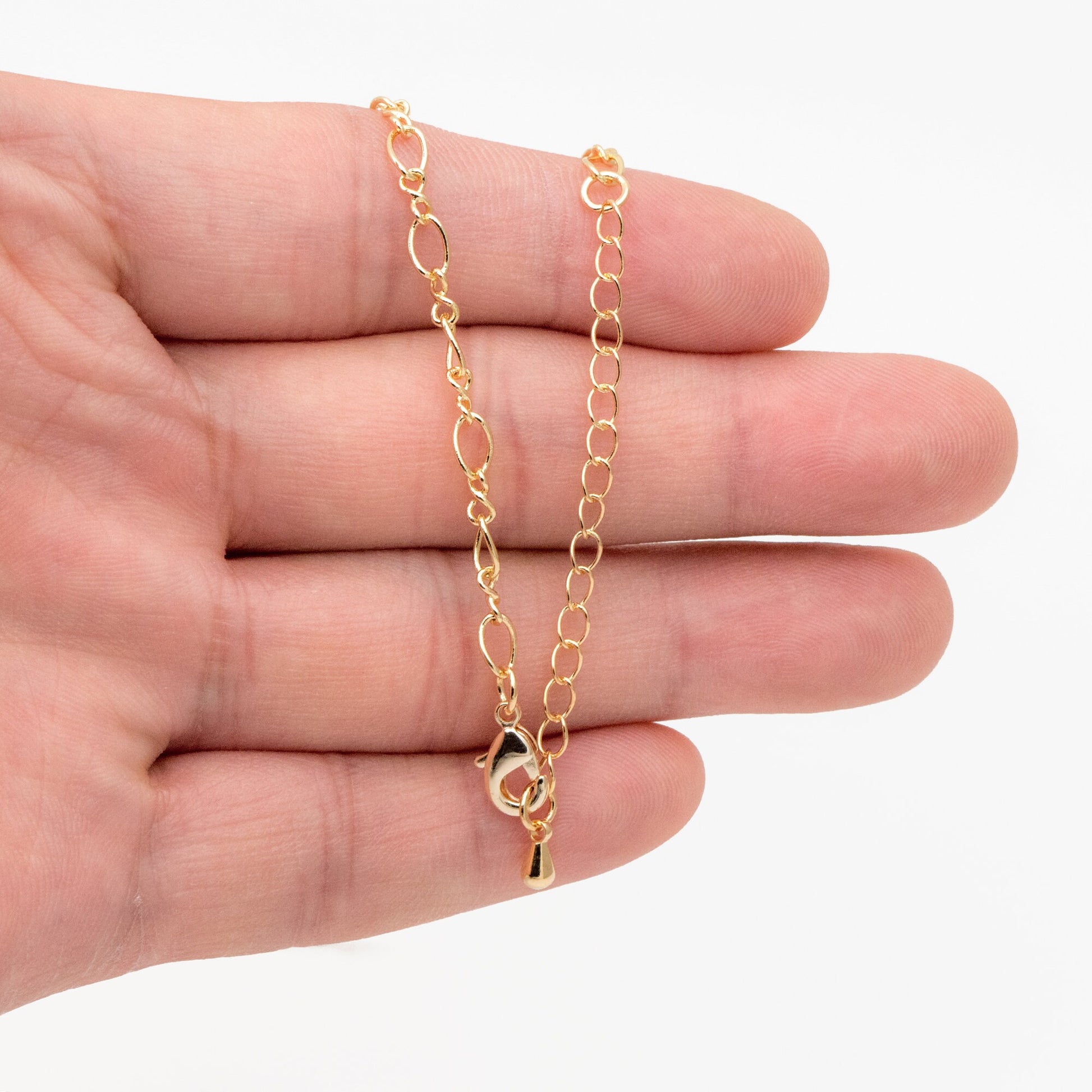 Dainty Gold Figaro Chains 3.5mm, Finished Bracelet/ Anklet/ Necklace with Extender Chain, Ready to Wear (#LK-151)
