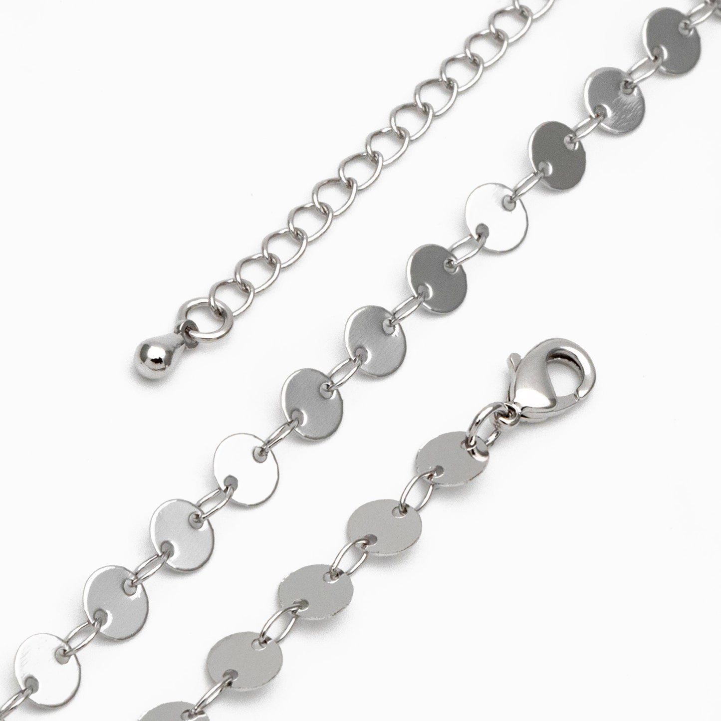 Gold/ Silver Disc Chains 4mm/ 5mm, Finished Bracelet/ Anklet/ Necklace with Extender, Ready to Wear (#LK-154)