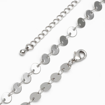 Gold/ Silver Disc Chains 4mm/ 5mm, Finished Bracelet/ Anklet/ Necklace with Extender, Ready to Wear (#LK-154)