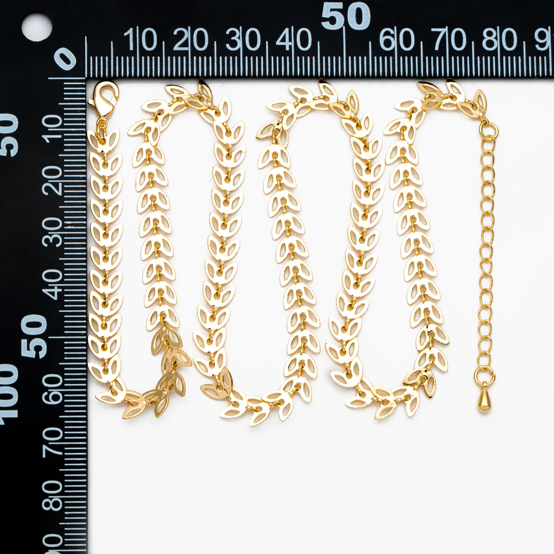 Gold/ Silver tone Flat Chevron Chain 6.3mm, Finished Bracelet/ Anklet/ Necklace with Extender Chain, Ready to Wear (#LK-161)