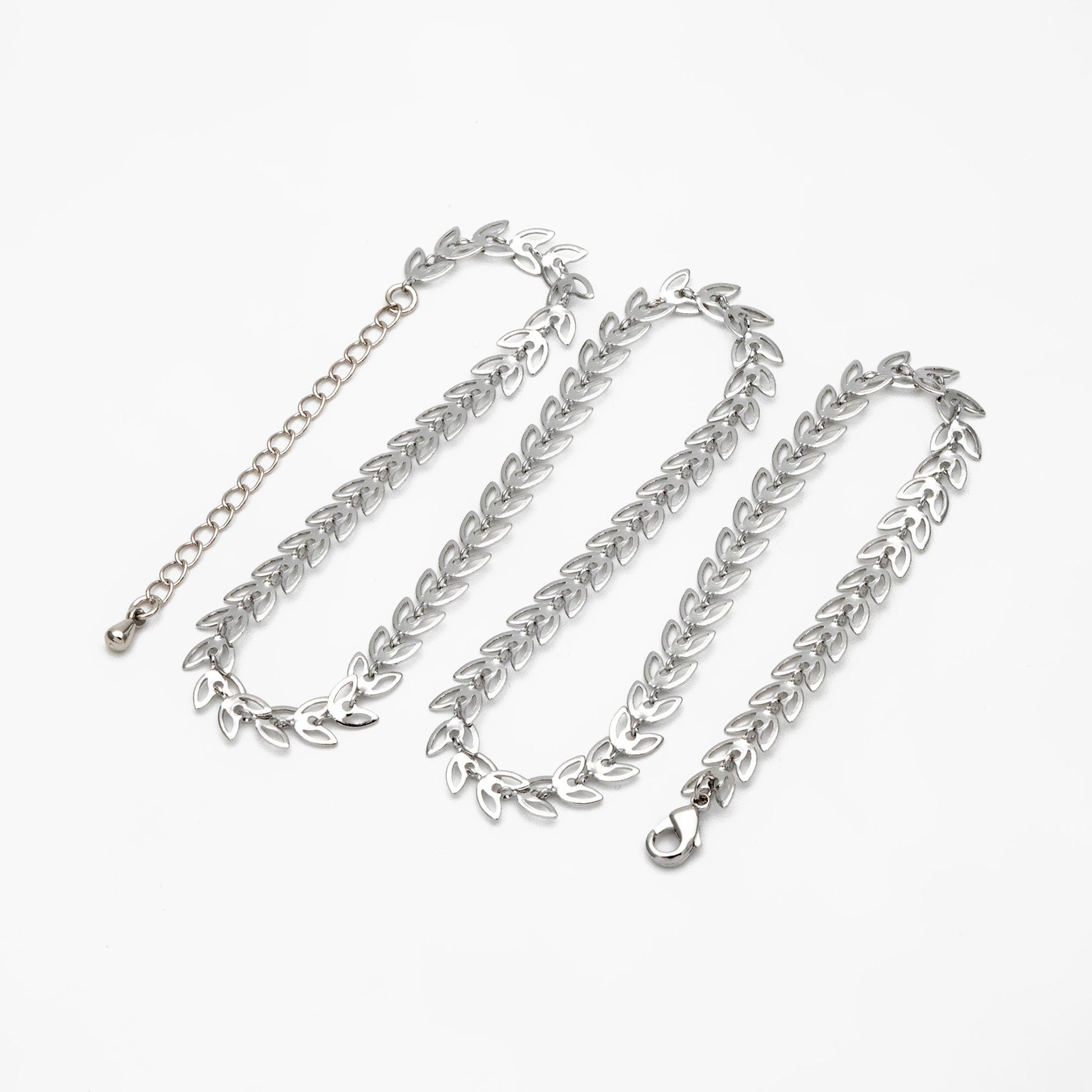 Gold/ Silver tone Flat Chevron Chain 6.3mm, Finished Bracelet/ Anklet/ Necklace with Extender Chain, Ready to Wear (#LK-161)