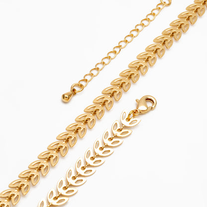 Gold/ Silver tone Flat Chevron Chain 6.3mm, Finished Bracelet/ Anklet/ Necklace with Extender Chain, Ready to Wear (#LK-161)