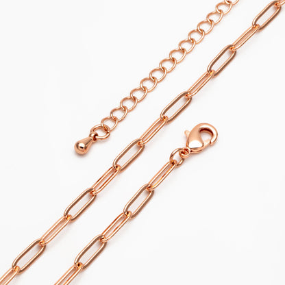 Gold/ Silver/ Rose Gold Oval Cable Chains 3mm, Finished Bracelet/ Anklet/ Necklace with Extender Chain, Ready to Wear (#LK-272)