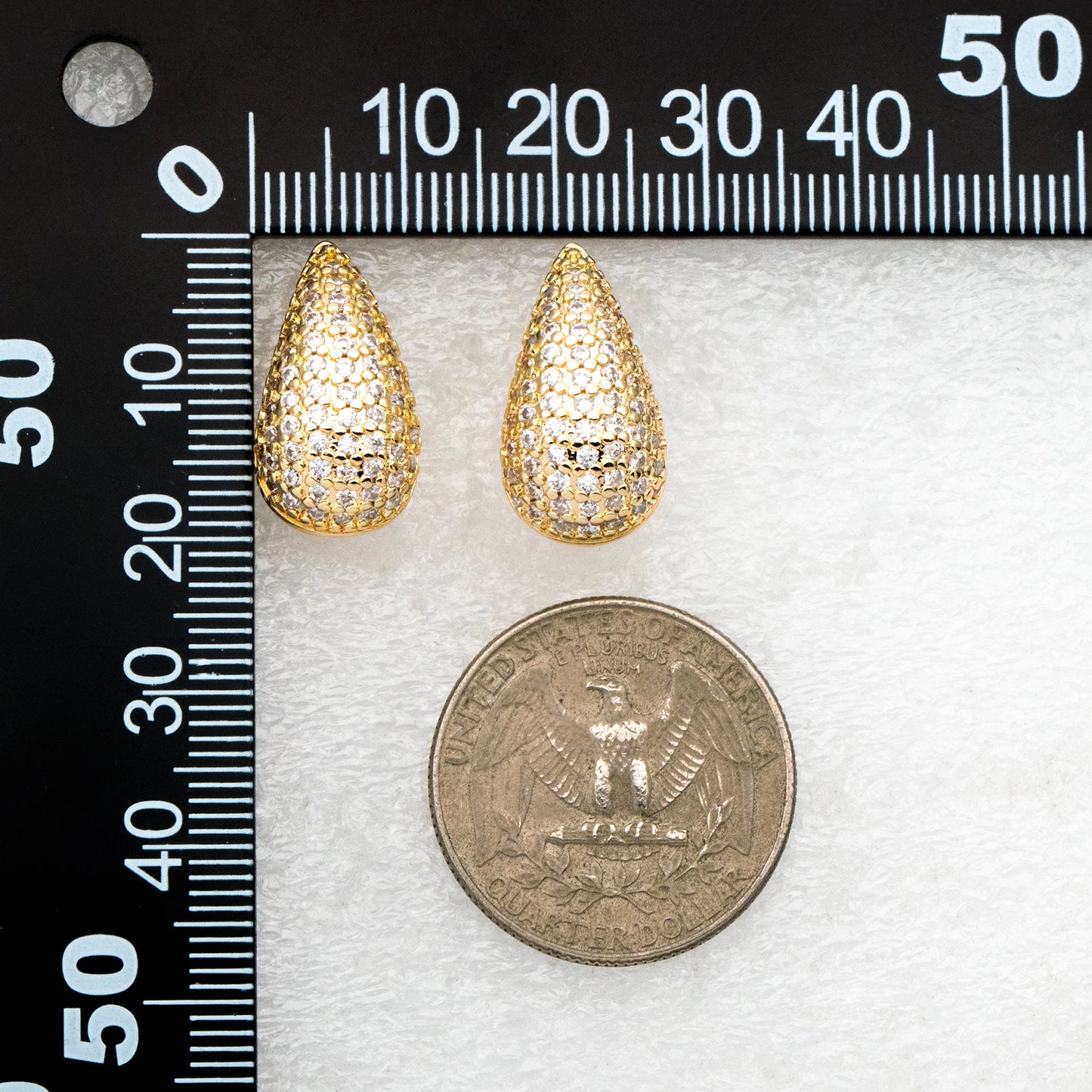 4pcs CZ Pave Teardrop Earrings, 18K Gold Plated Brass, Water Drop Stud Earrings (GB-4245)