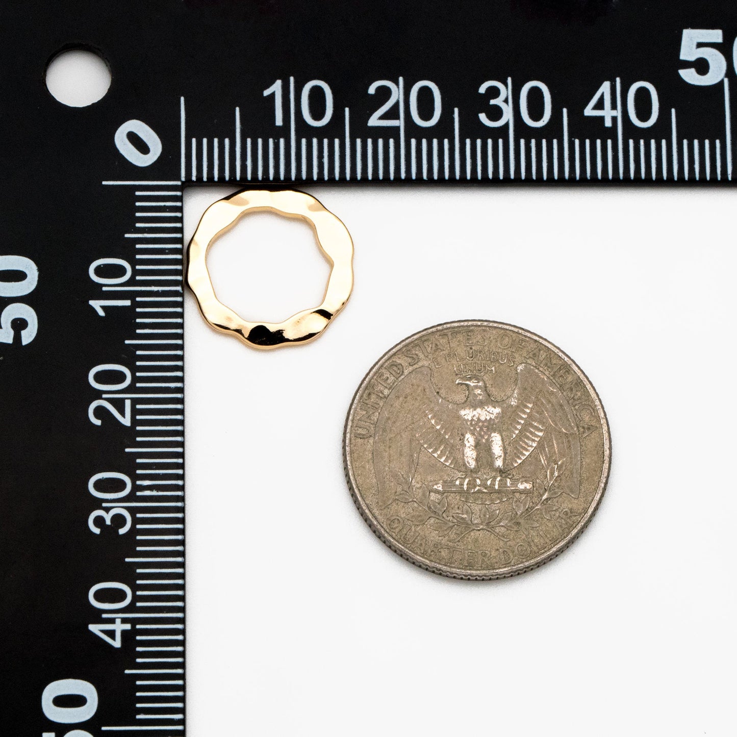 10pcs Gold Hammered Ring Charms, 18K Gold plated Brass Ring, Geometric Hoop Circle Pendants (GB-402-B)