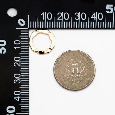 10pcs Gold Hammered Ring Charms, 18K Gold plated Brass Ring, Geometric Hoop Circle Pendants (GB-402-B)