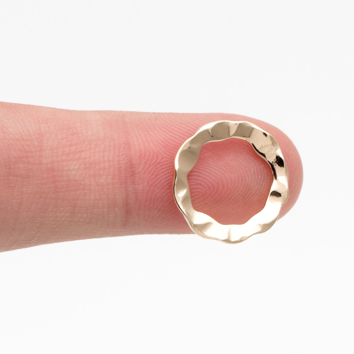 10pcs Gold Hammered Ring Charms, 18K Gold plated Brass Ring, Geometric Hoop Circle Pendants (GB-402-B)