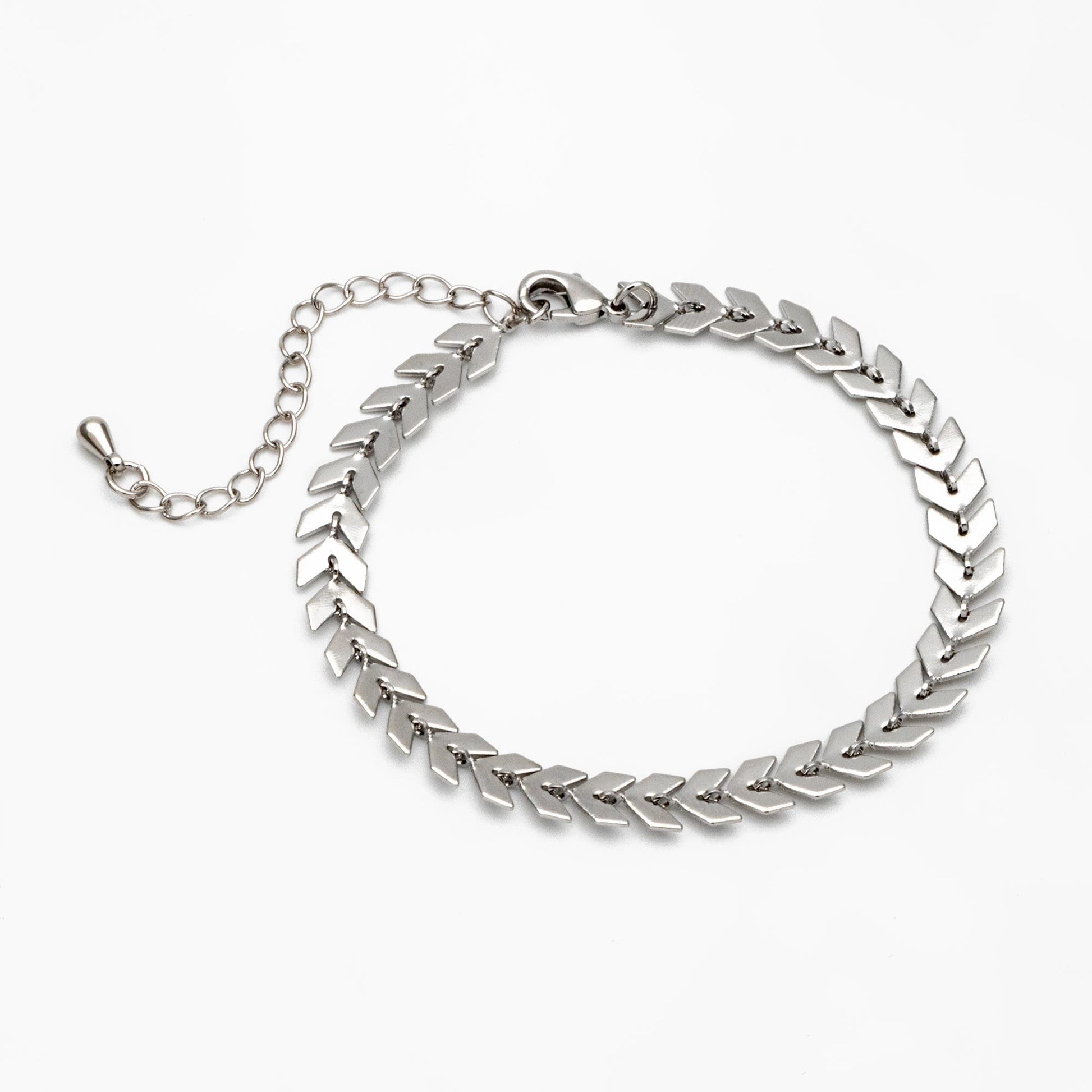 Gold/ Silver/ Rose Gold Flat Chevron Chain 6.3mm, Finished Bracelet/ Anklet/ Necklace with Extender Chain, Ready to Wear (#LK-156)