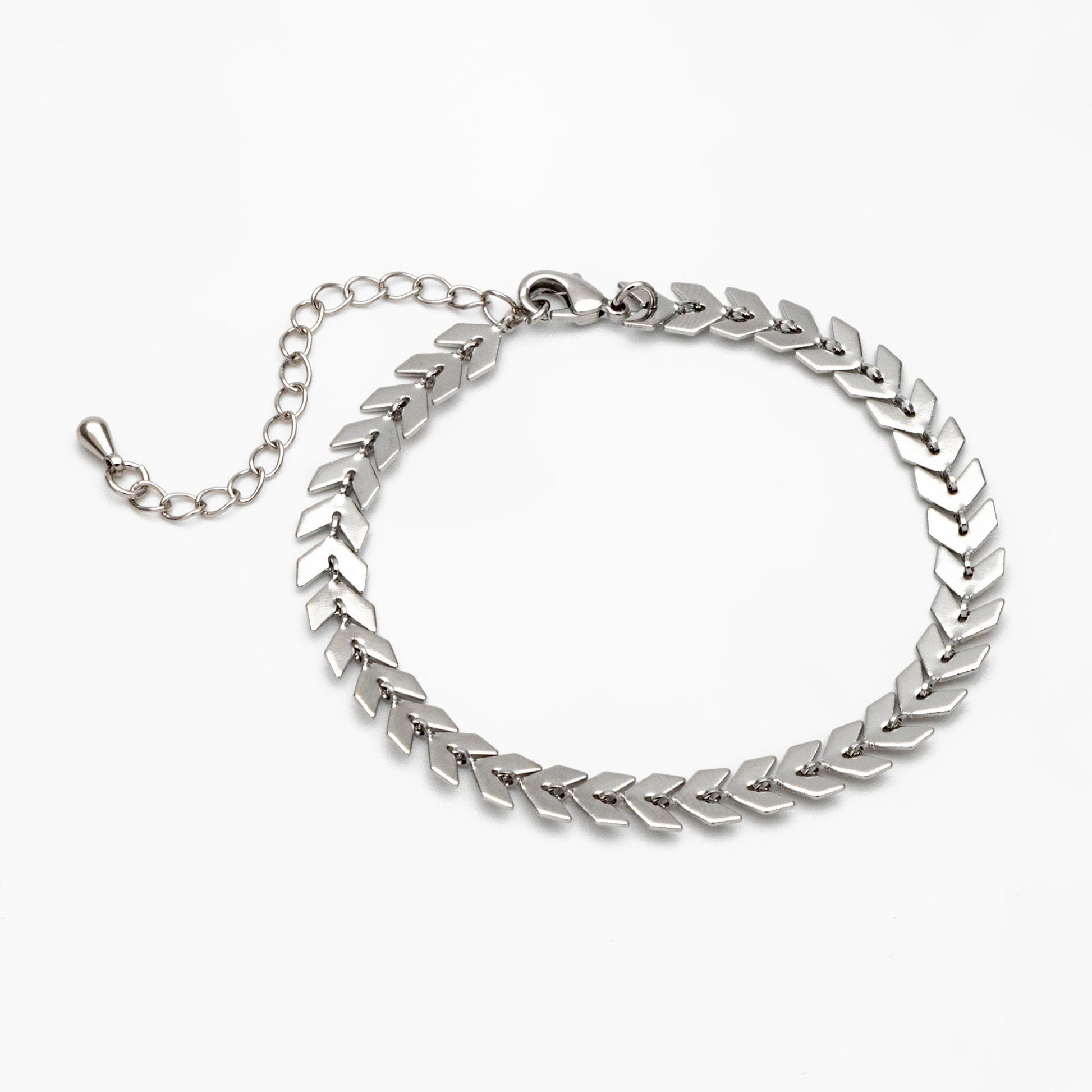 Gold/ Silver/ Rose Gold Flat Chevron Chain 6.3mm, Finished Bracelet/ Anklet/ Necklace with Extender Chain, Ready to Wear (#LK-156)