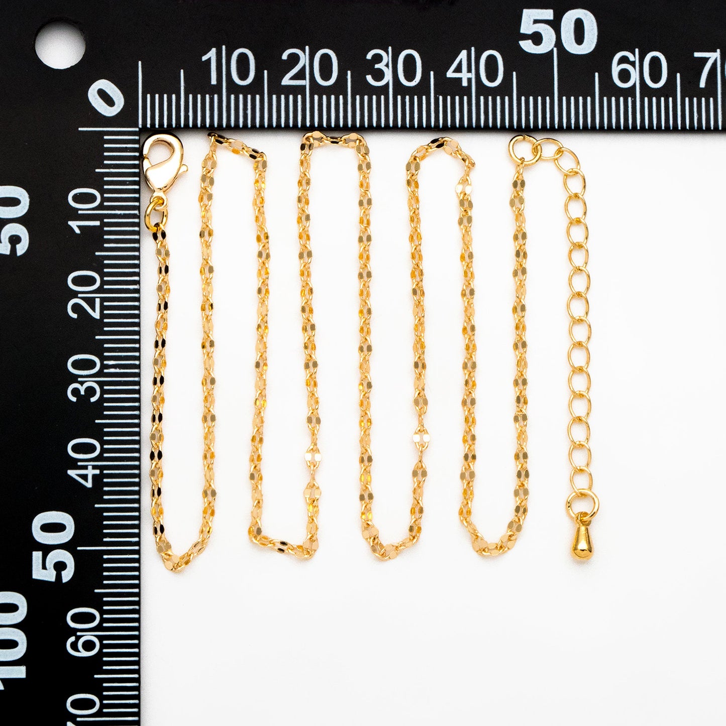 Gold Flat Cable Chains 1.6/ 2.1/ 2.3mm, Finished Bracelet/ Anklet/ Necklace with Extender Chain, Ready to Wear (#LK-163)