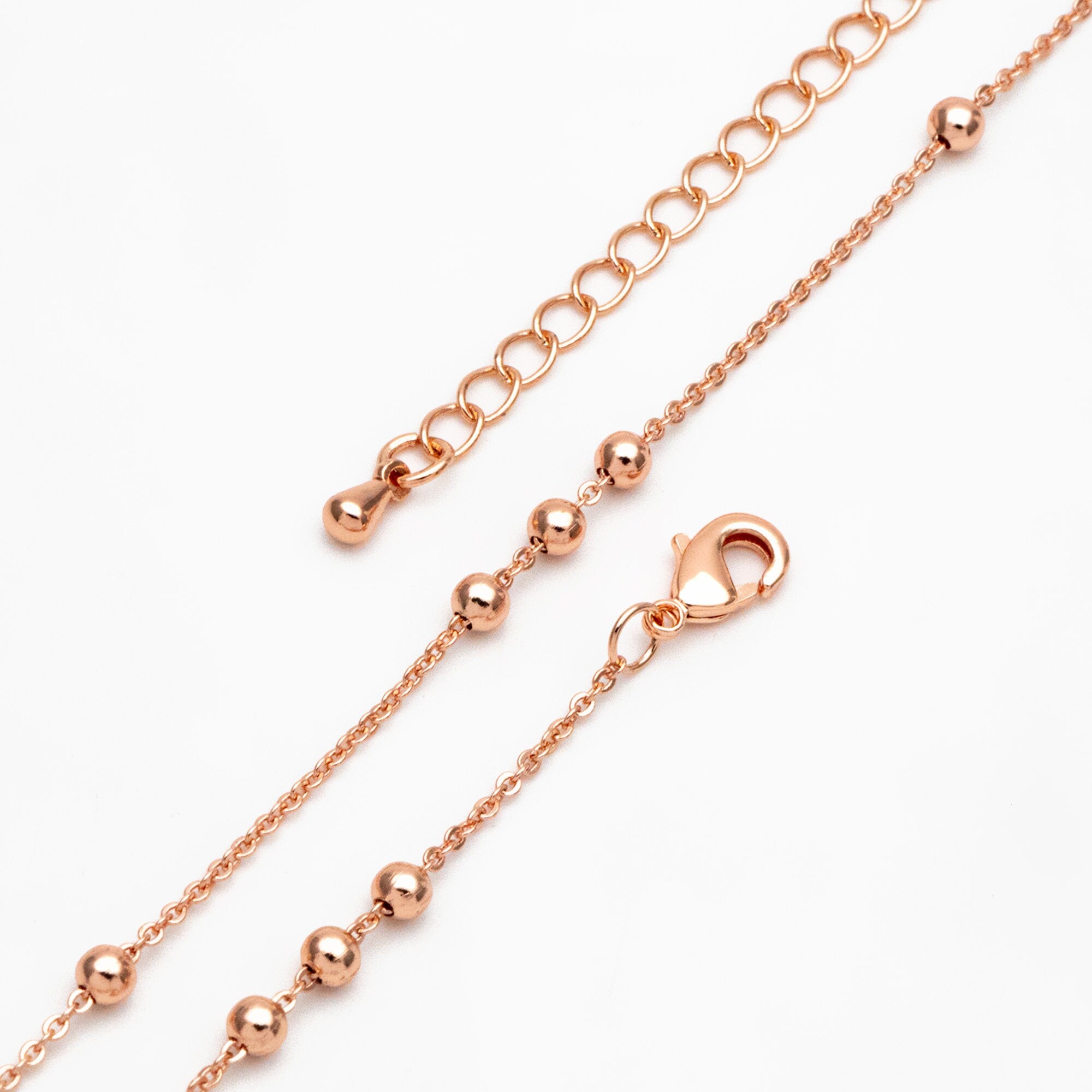 Gold/ Silver/ Rose Gold Beaded Chains, Finished Bracelet/ Anklet/ Necklace with Extender Chain, Ready to Wear (#LK-165)
