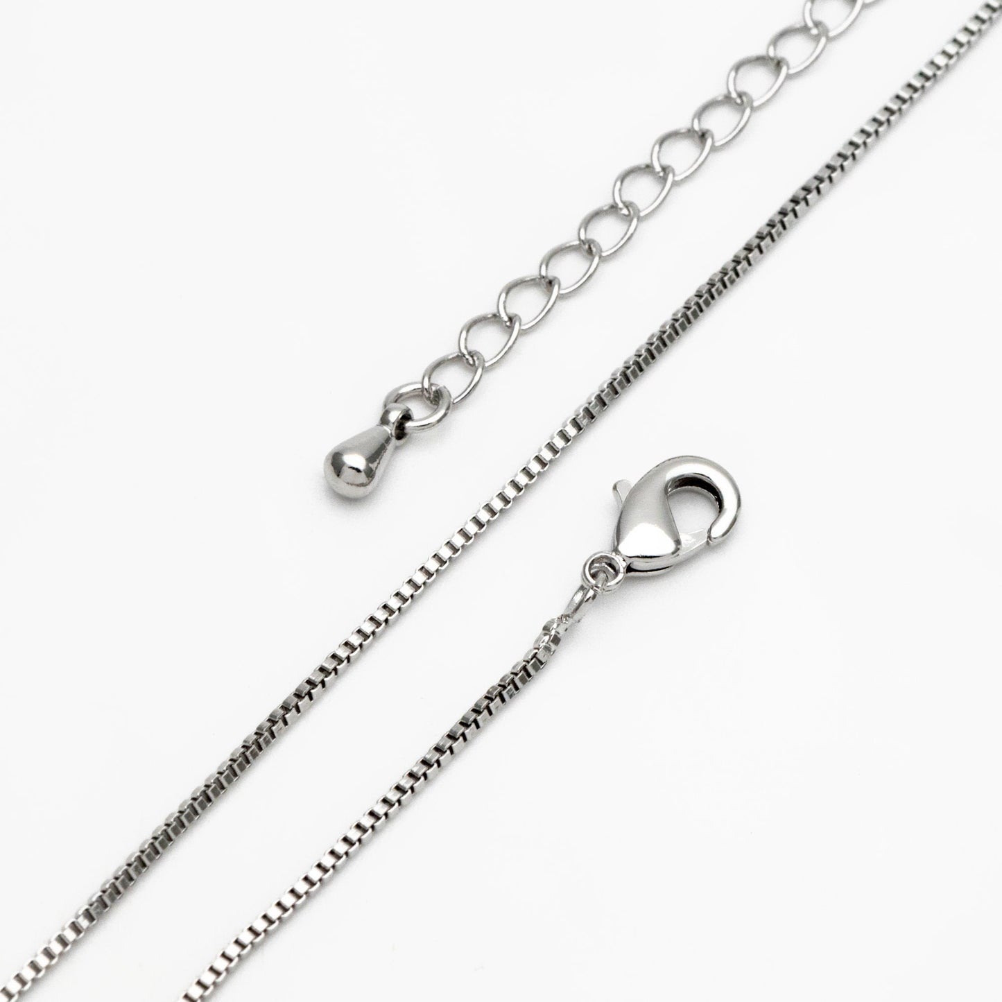 1pc Gold/ Rhodium plated Brass Box Chains 1mm, Finished Dainty Necklace with Extender Chain, 14-20 inch Ready to Wear (#LK-313)