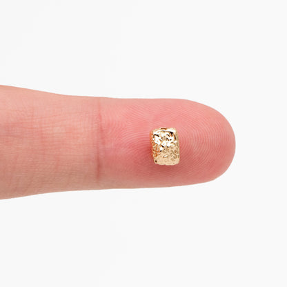 10pcs Gold Hammered Cuboid Spacer Beads, Rectangle Spacer Beads for Jewelry Making (GB-2956-C)