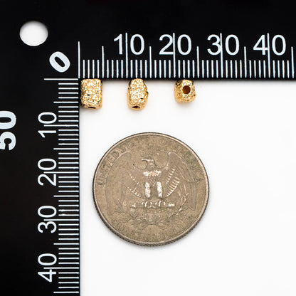 10pcs Gold Hammered Cuboid Spacer Beads, Rectangle Spacer Beads for Jewelry Making (GB-2956-C)
