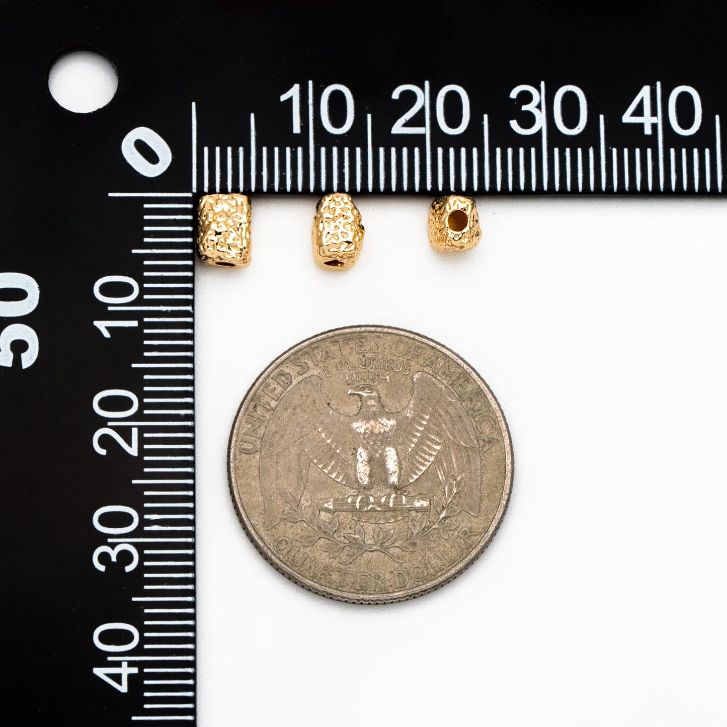 10pcs Gold Hammered Cuboid Spacer Beads, Rectangle Spacer Beads for Jewelry Making (GB-2956-C)