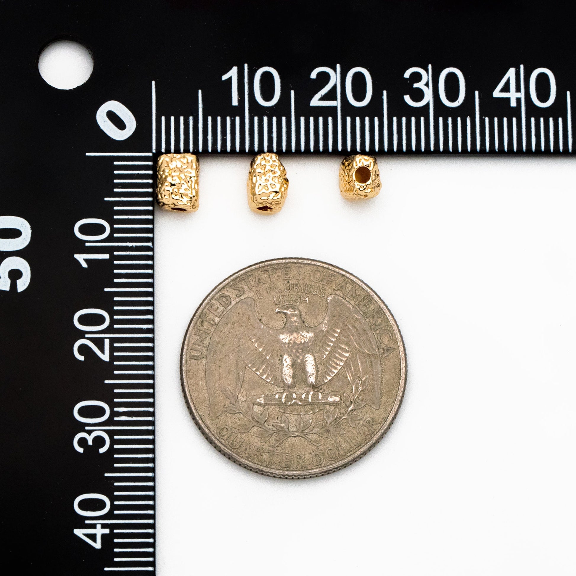 10pcs Gold Hammered Cuboid Spacer Beads, Rectangle Spacer Beads for Jewelry Making (GB-2956-C)