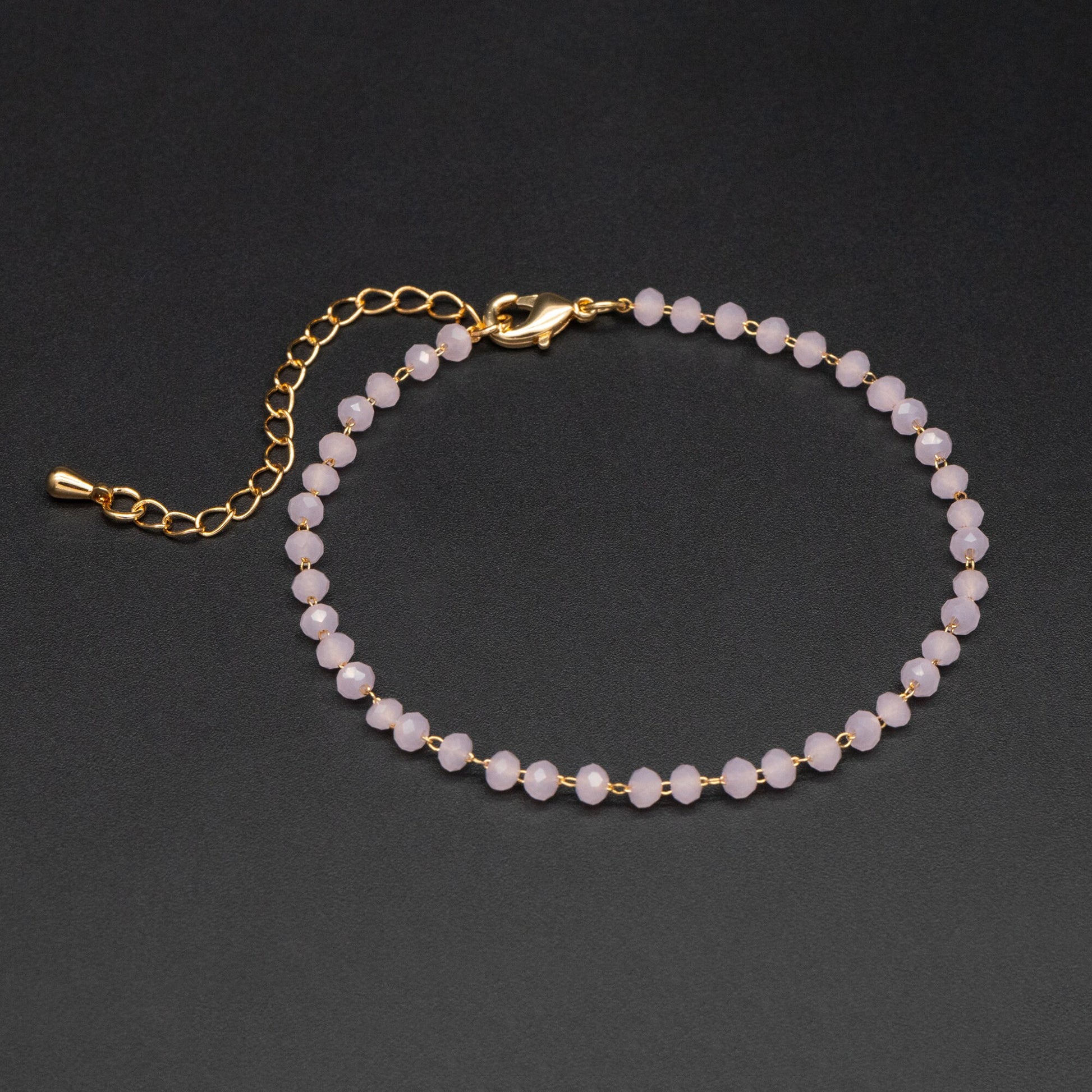 Crystal Bead Chains, Finished Bracelet/ Anklet/ Necklace with Extender Chain, Glass Beaded Chain, Ready to Wear (#LK-180)