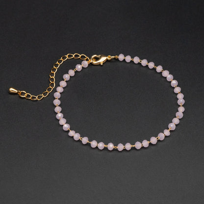 Crystal Bead Chains, Finished Bracelet/ Anklet/ Necklace with Extender Chain, Glass Beaded Chain, Ready to Wear (#LK-180)