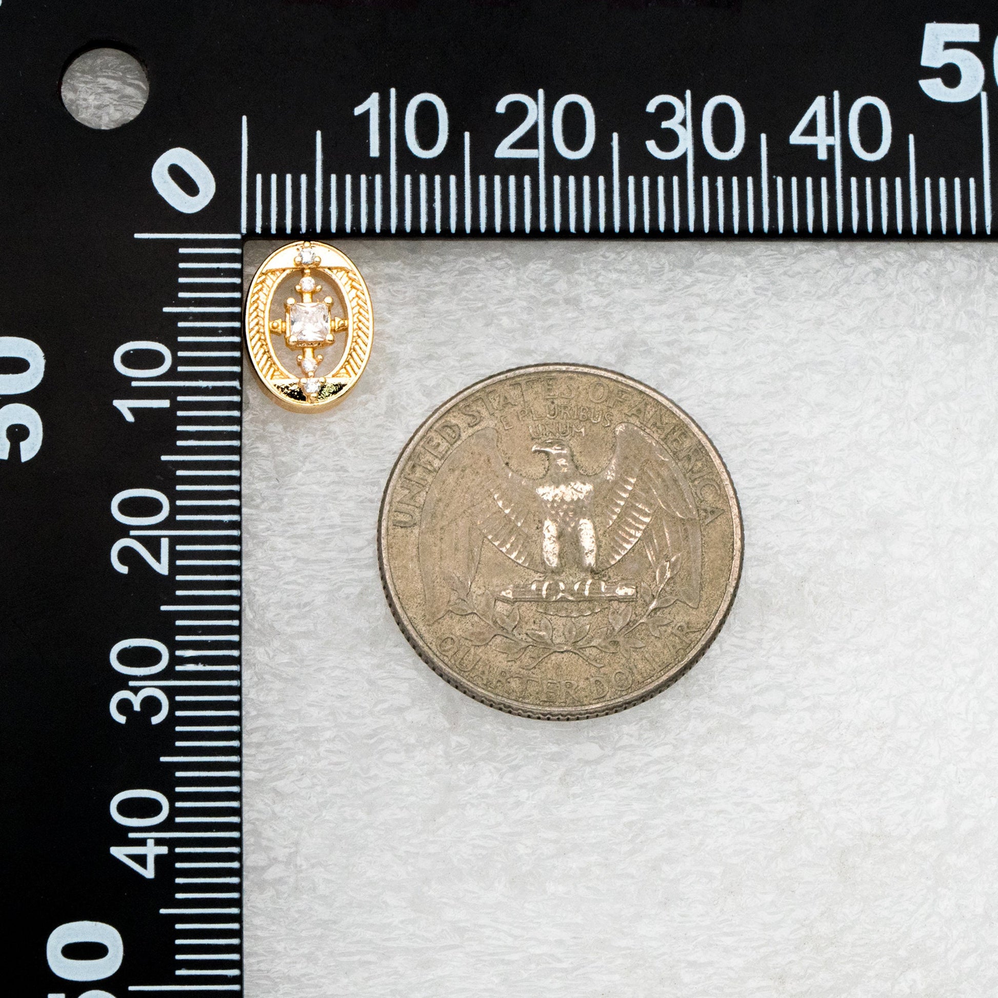 4pcs CZ Pave Gold Oval Earrings, Gold Plated Brass, Dainty Geometric Stud Earrings (#GB-4251)