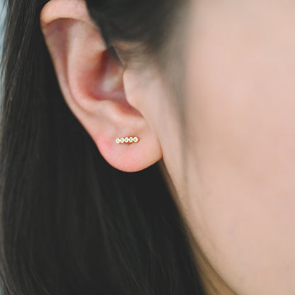 10pcs CZ Pave Bar Earrings, Real Gold/ Rhodium Plated Brass Minimalist Stud Earrings (#GB-3693)