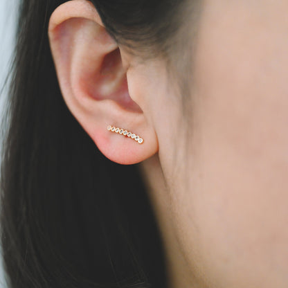 10pcs CZ Pave Bar Earrings, Real Gold/ Rhodium Plated Brass Minimalist Stud Earrings (#GB-3693)