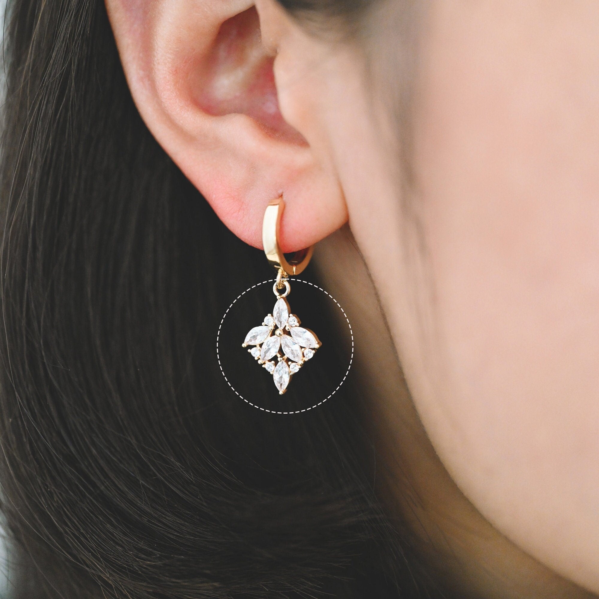 4pcs CZ pave Leaf Charms, 18K Gold plated Brass, Cubic Zirconia Leaf Pendants (GB-3579-C)