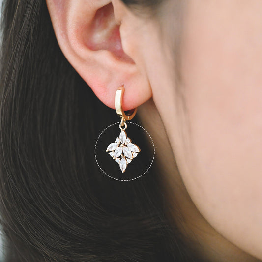 4pcs CZ pave Leaf Charms, 18K Gold plated Brass, Cubic Zirconia Leaf Pendants (GB-3579-C)