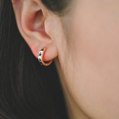 4pcs Gold Enamel Skull Hoop Earrings: 18K Gold Plated Brass Huggies (GB-3717-D)
