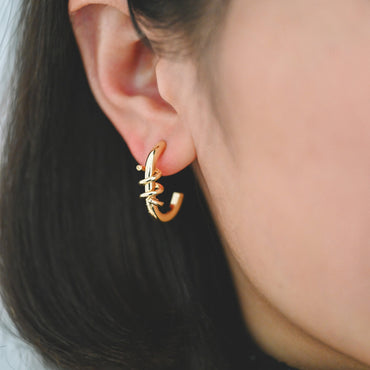 4pcs Gold C Shaped Wire Wrapped Earring Posts, Gold plated Brass, Minimalist Stud Earrings (GB-3703)