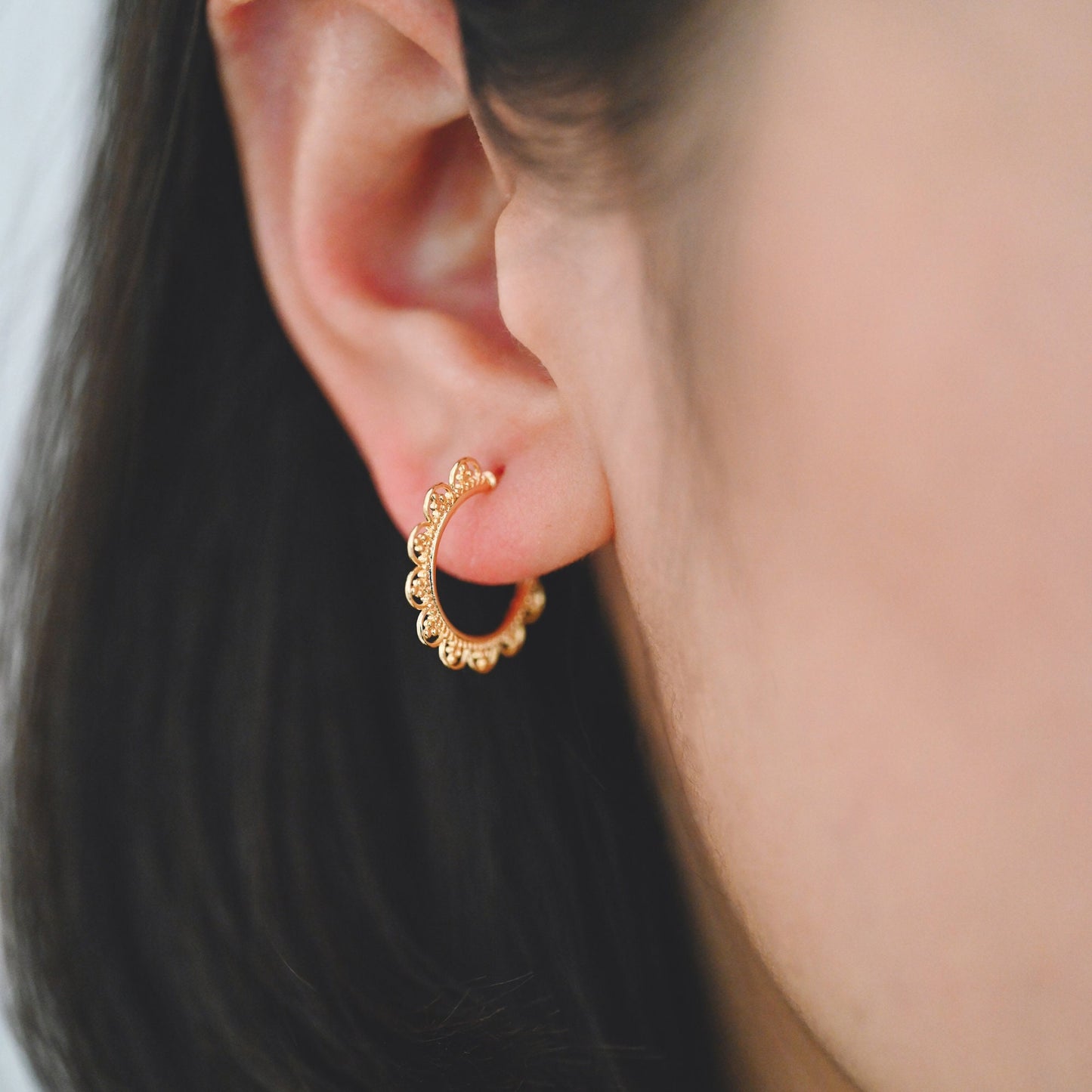 10pcs Gold Round Circle Ear Posts 18mm, Gold plated Brass, Dainty Geometric Hoop Stud Earrings (GB-3729)