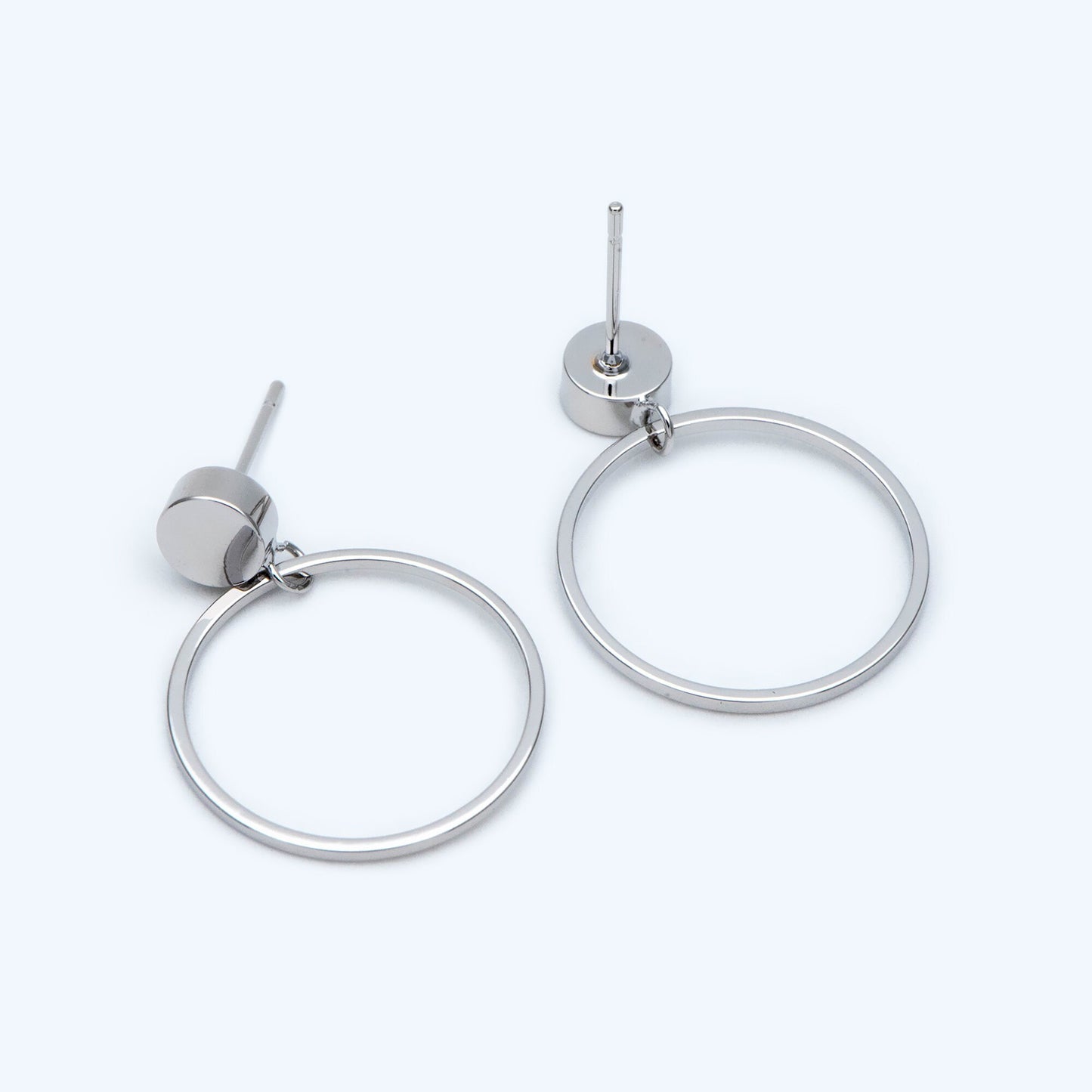 10pcs Gold/ Silver Tone Cricle Ear Posts 20x27mm, 18K Gold/ rhodium plated Brass Geometric Earring, Round Loop Stud Earrings (GB-608)