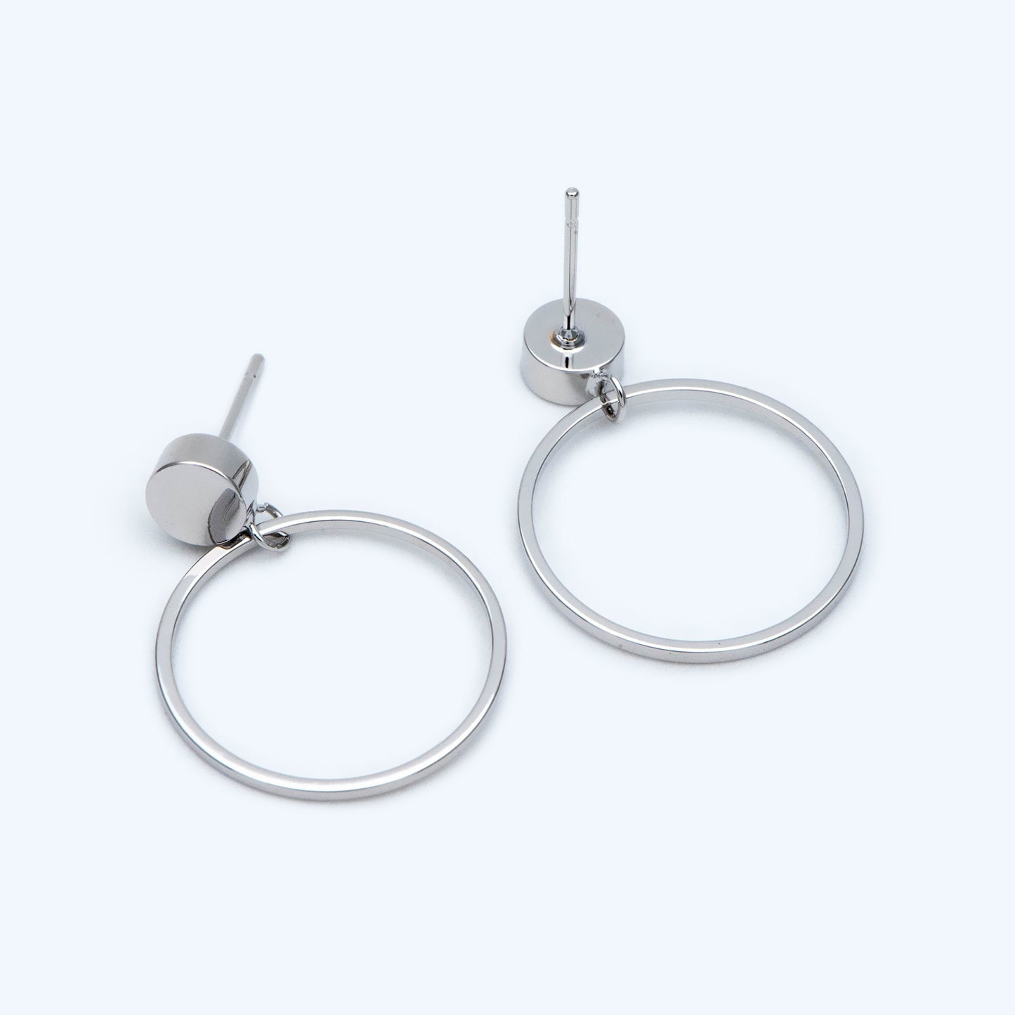 10pcs Gold/ Silver Tone Cricle Ear Posts 20x27mm, 18K Gold/ rhodium plated Brass Geometric Earring, Round Loop Stud Earrings (GB-608)