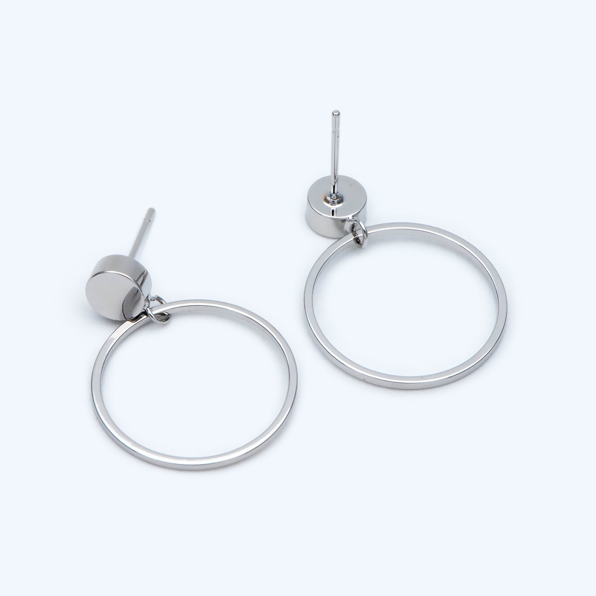 10pcs Gold/ Silver Tone Cricle Ear Posts 20x27mm, 18K Gold/ rhodium plated Brass Geometric Earring, Round Loop Stud Earrings (GB-608)