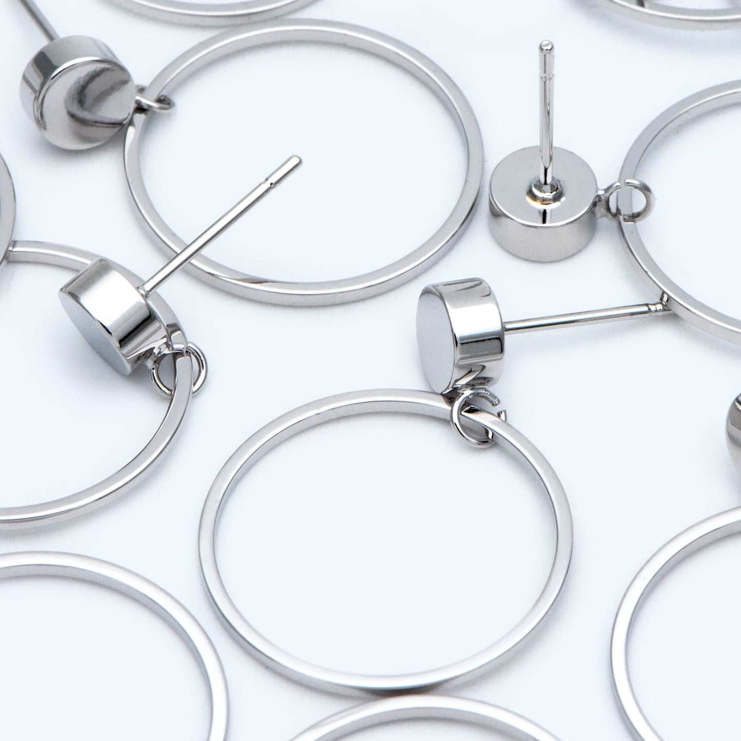 10pcs Gold/ Silver Tone Cricle Ear Posts 20x27mm, 18K Gold/ rhodium plated Brass Geometric Earring, Round Loop Stud Earrings (GB-608)