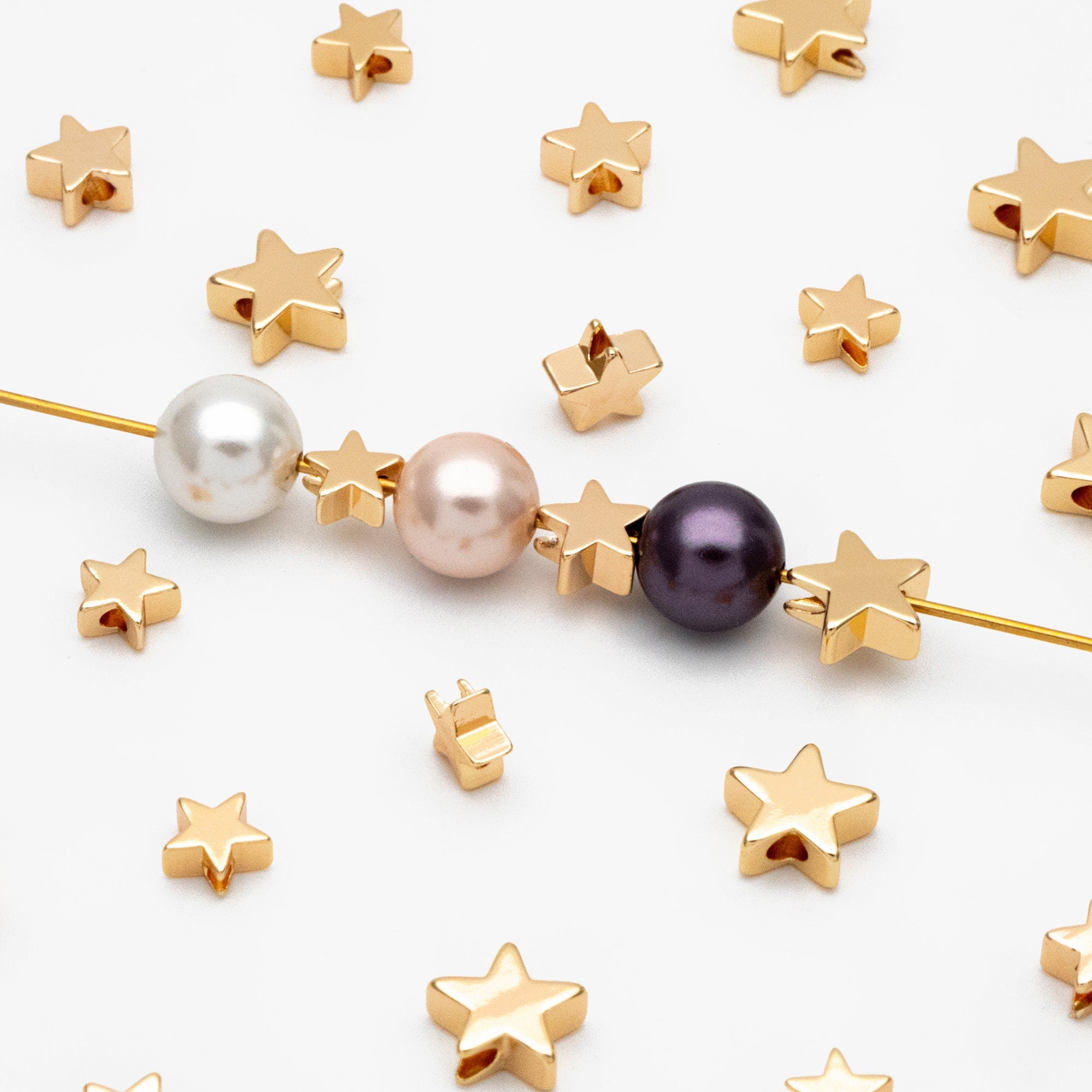 10pcs Gold/ Silver Tone Star Beads, Gold/ Rhodium plated Brass Star Spacer Beads 5/ 6/ 8mm (GB-016)