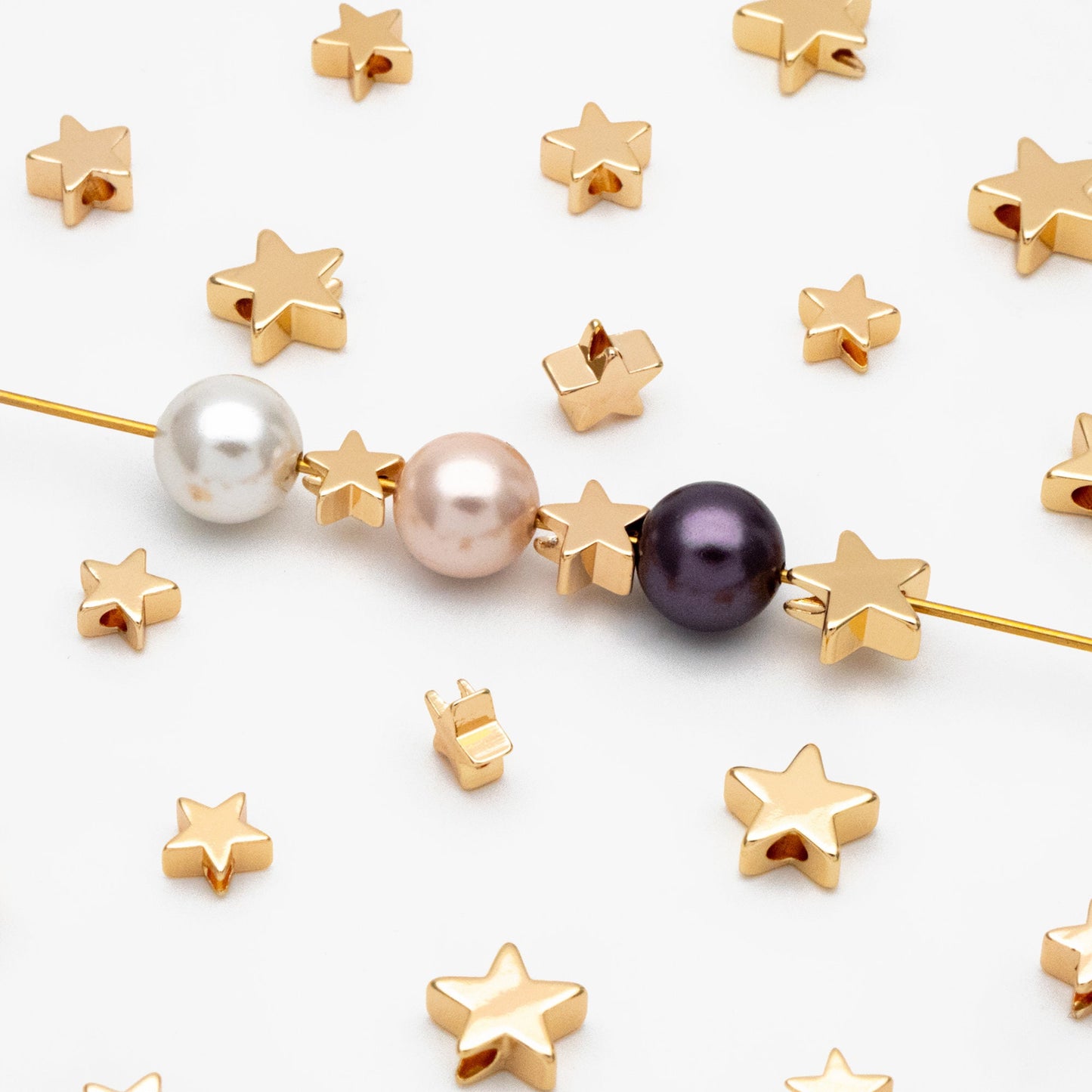 10pcs Gold/ Silver Tone Star Beads, Gold/ Rhodium plated Brass Star Spacer Beads 5/ 6/ 8mm (GB-016)