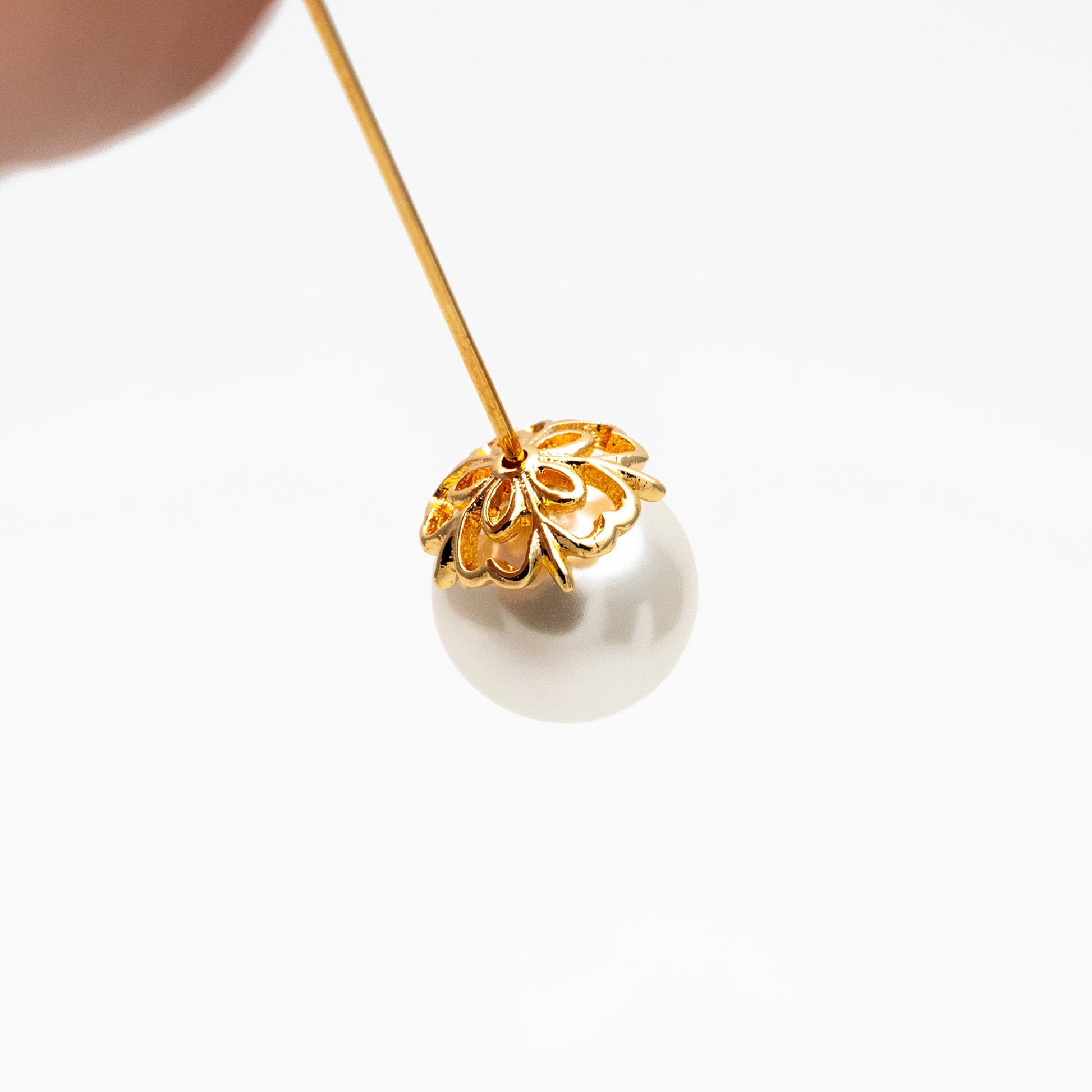 20pcs Gold/ Silver Floral Bead Caps 9mm, Fit 10-12mm Beads, Real Gold/ Rhodium plated Brass, Lead Nickel Free (GB-053)