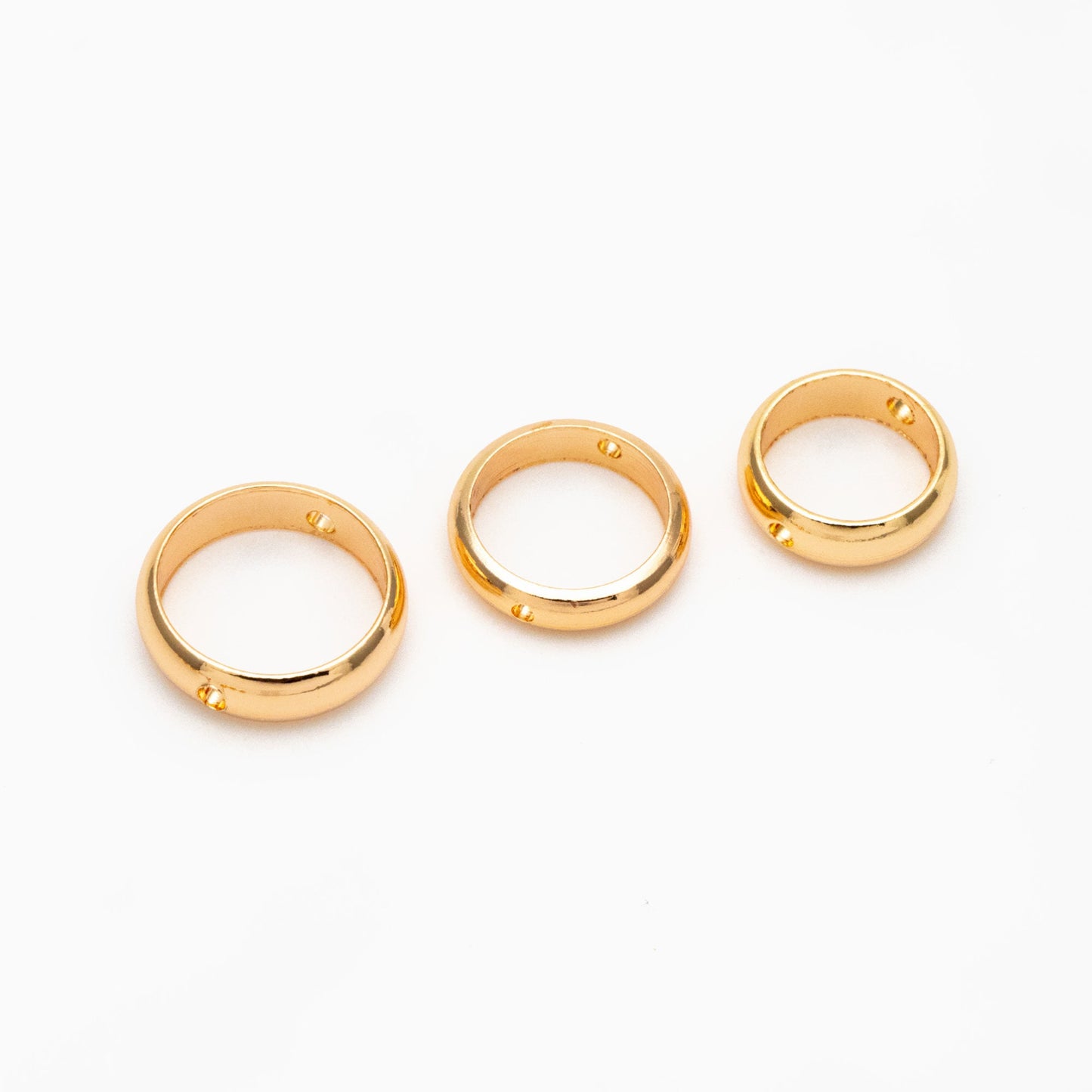 10pcs Gold/ Silver Round Bead Frame Charms, Gold/ Rhodium plated Brass Ring Connectors, 8/ 9/ 10/ 11/ 12mm Outer Size (GB-021)