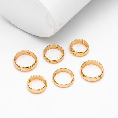 10pcs Gold/ Silver Round Bead Frame Charms, Gold/ Rhodium plated Brass Ring Connectors, 8/ 9/ 10/ 11/ 12mm Outer Size (GB-021)